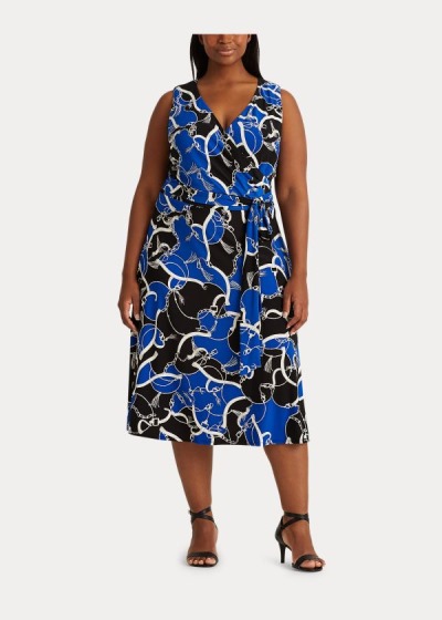 Vestidos Ralph Lauren Mujer Negros / Azules / Blancos - Print Tie-Waist Midi - NRWLS3462